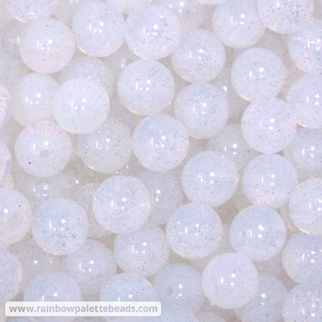 15mm Clear Iridescent Glitter Jelly Silicone Bead Beads