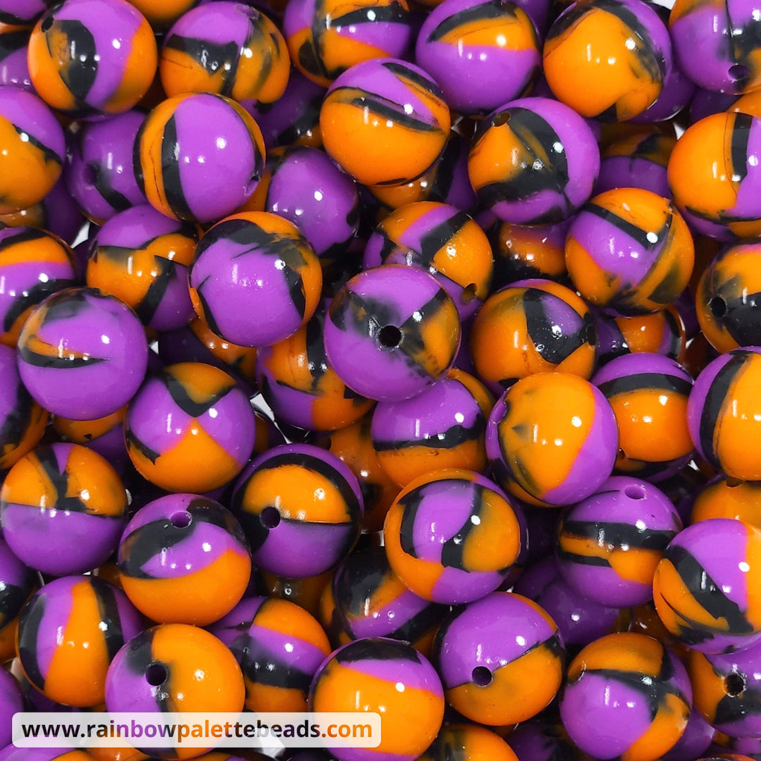 15mm Glossy Marbled Halloween Swirl Silicone Beads Beads