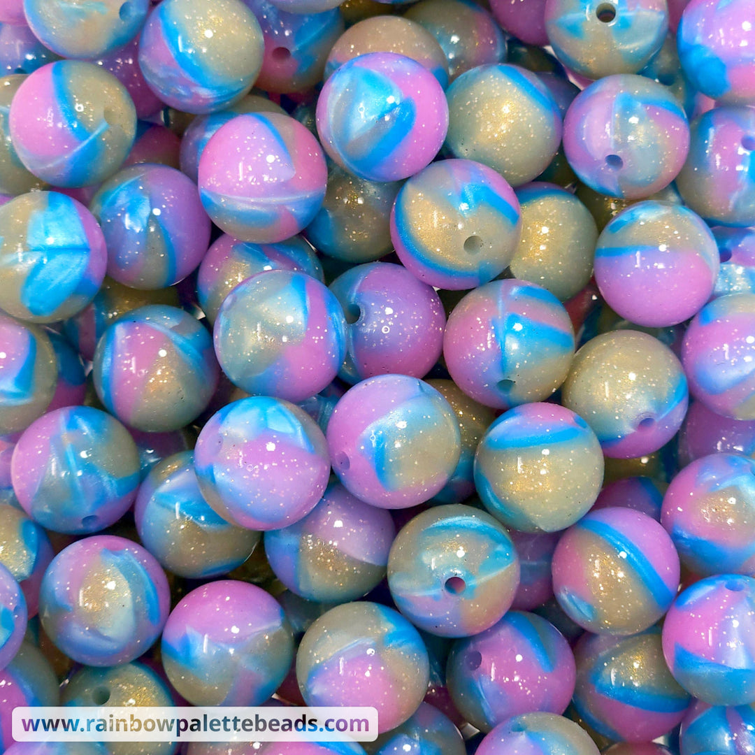 15mm Glossy Mermaid Glitter Jelly Silicone Bead Beads