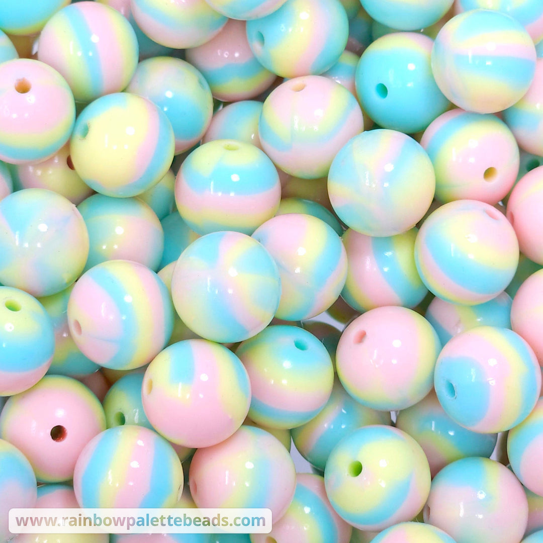 15mm Glossy Pastel Easter Swirl Silicone Round Bead Beads