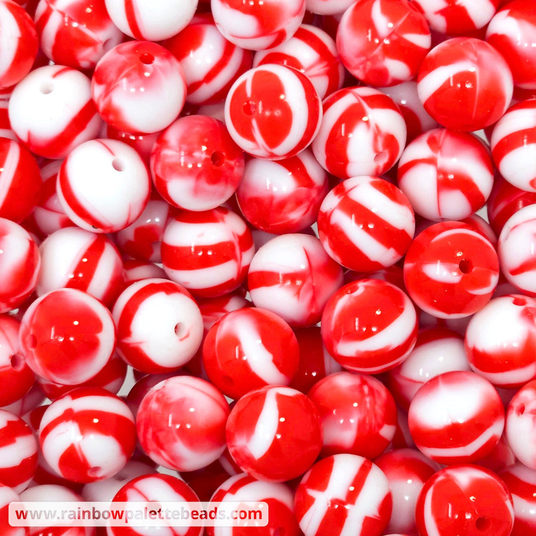 15mm Glossy Peppermint Swirl Silicone Beads Beads
