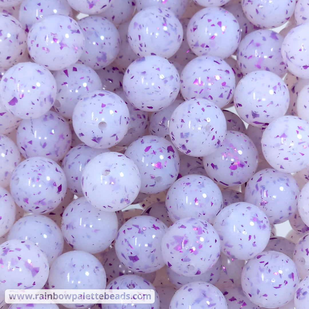 15mm Glossy Purple Foil Confetti Jelly Silicone Bead Beads