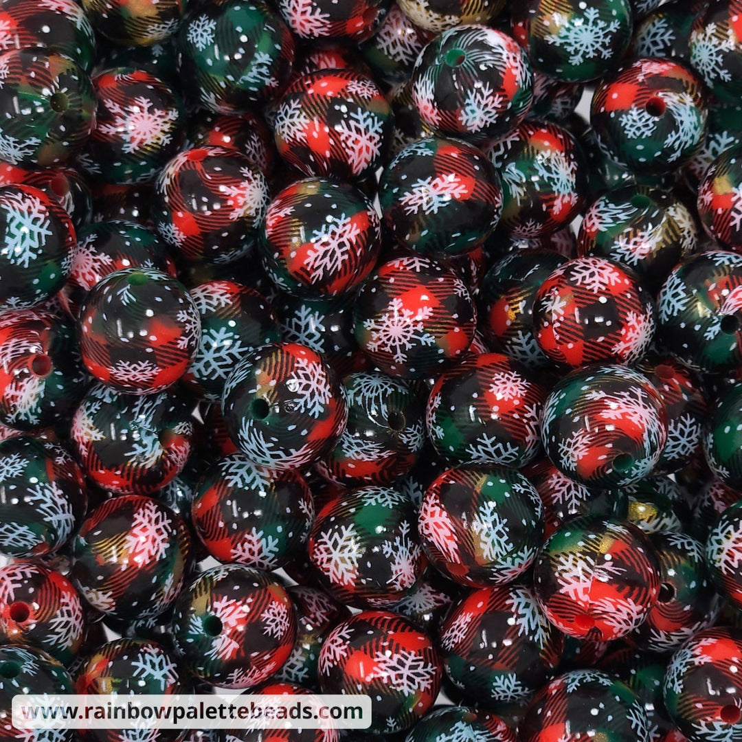 15mm Glossy Snowflake Print Marbled Gold Christmas Swirl Silicone Beads Beads