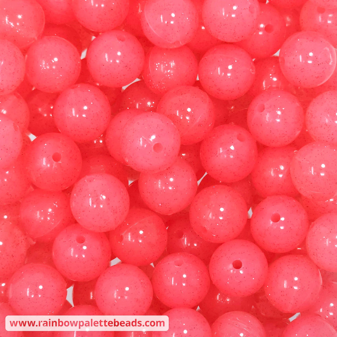 15mm Glossy Watermelon Red Glitter Jelly Silicone Bead Glossy Beads