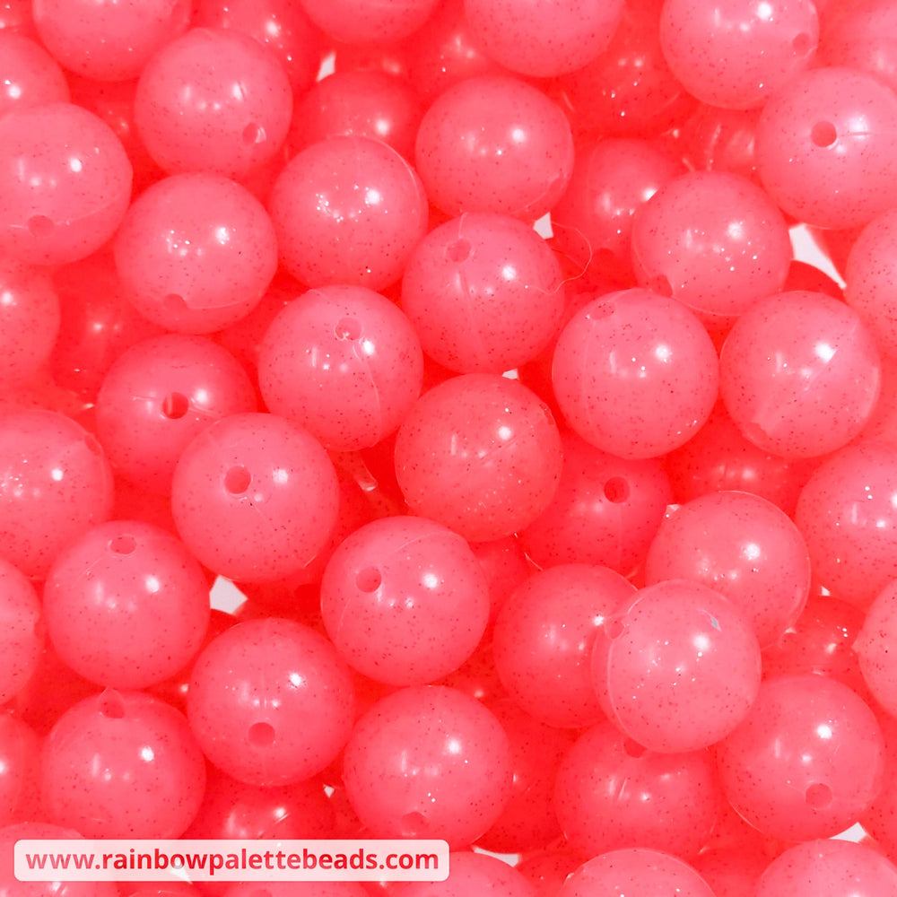15mm Glossy Watermelon Red Glitter Jelly Silicone Bead Slightly less glossy Beads