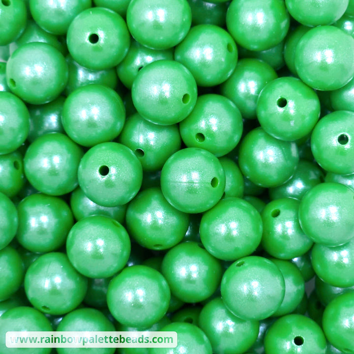 15mm Green Shimmer Pearl Silicone Bead Beads