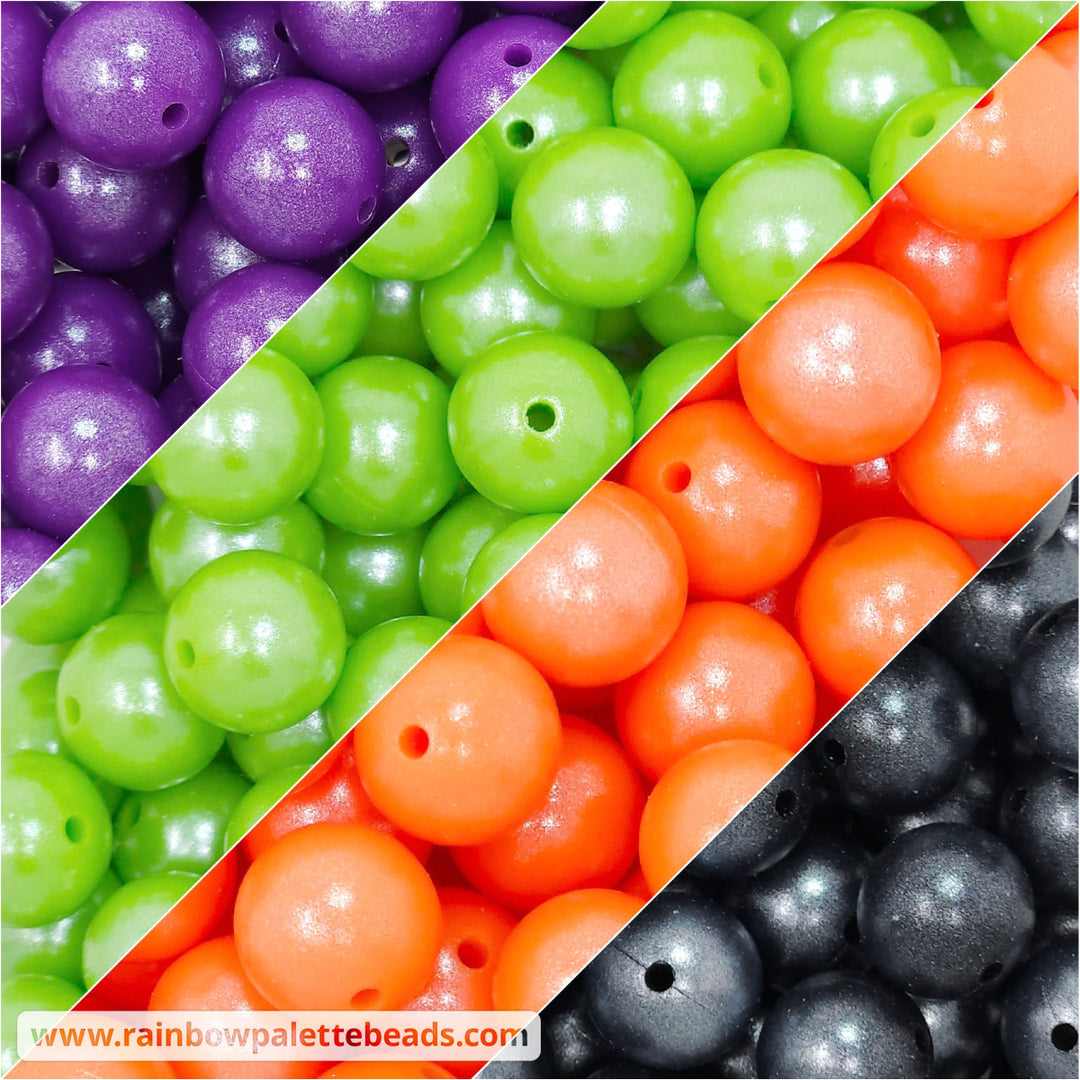 15mm Halloween Shimmer Pearl Silicone Bead Mix (40 beads) Beads