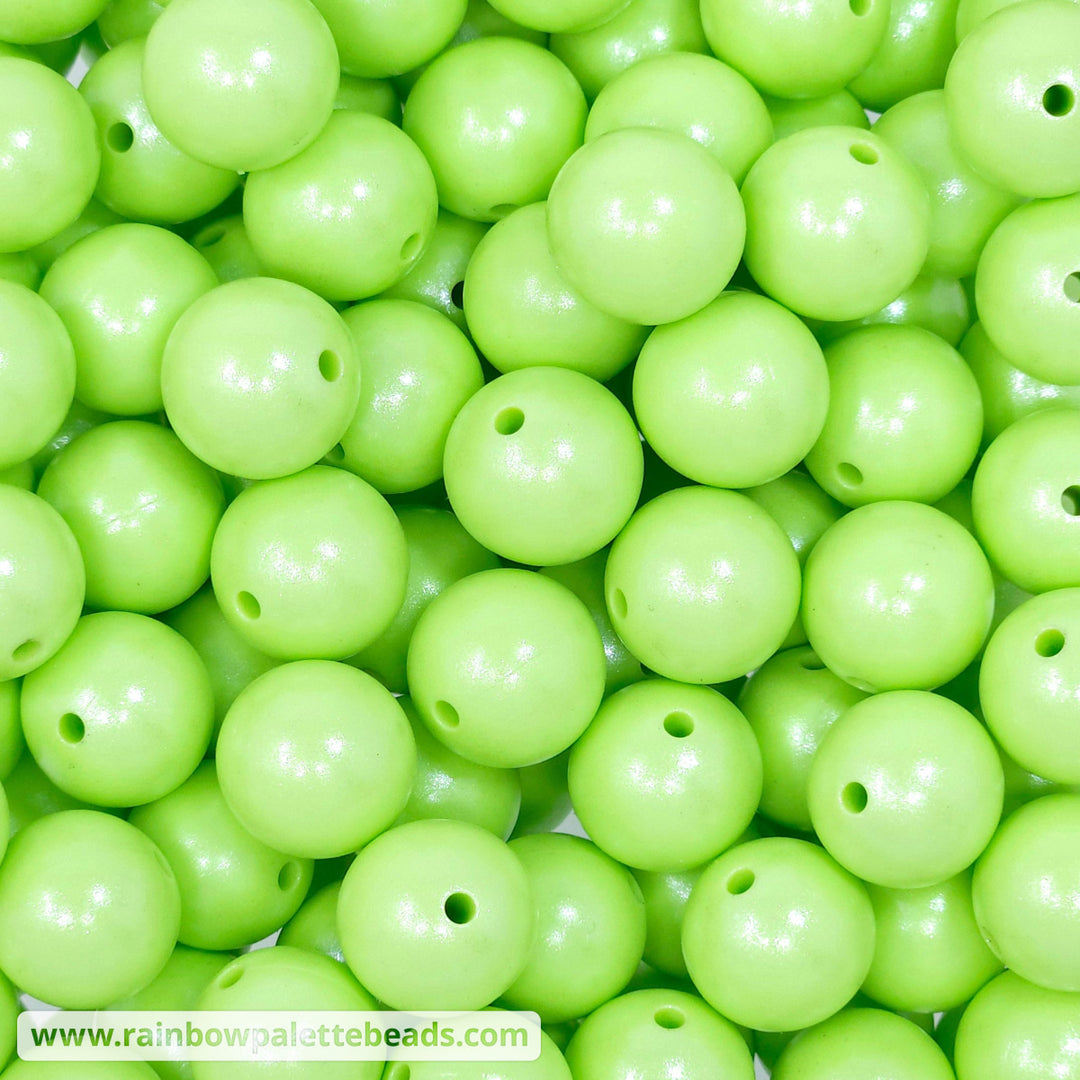 15mm Honeydew Green Shimmer Pearl Silicone Bead Beads