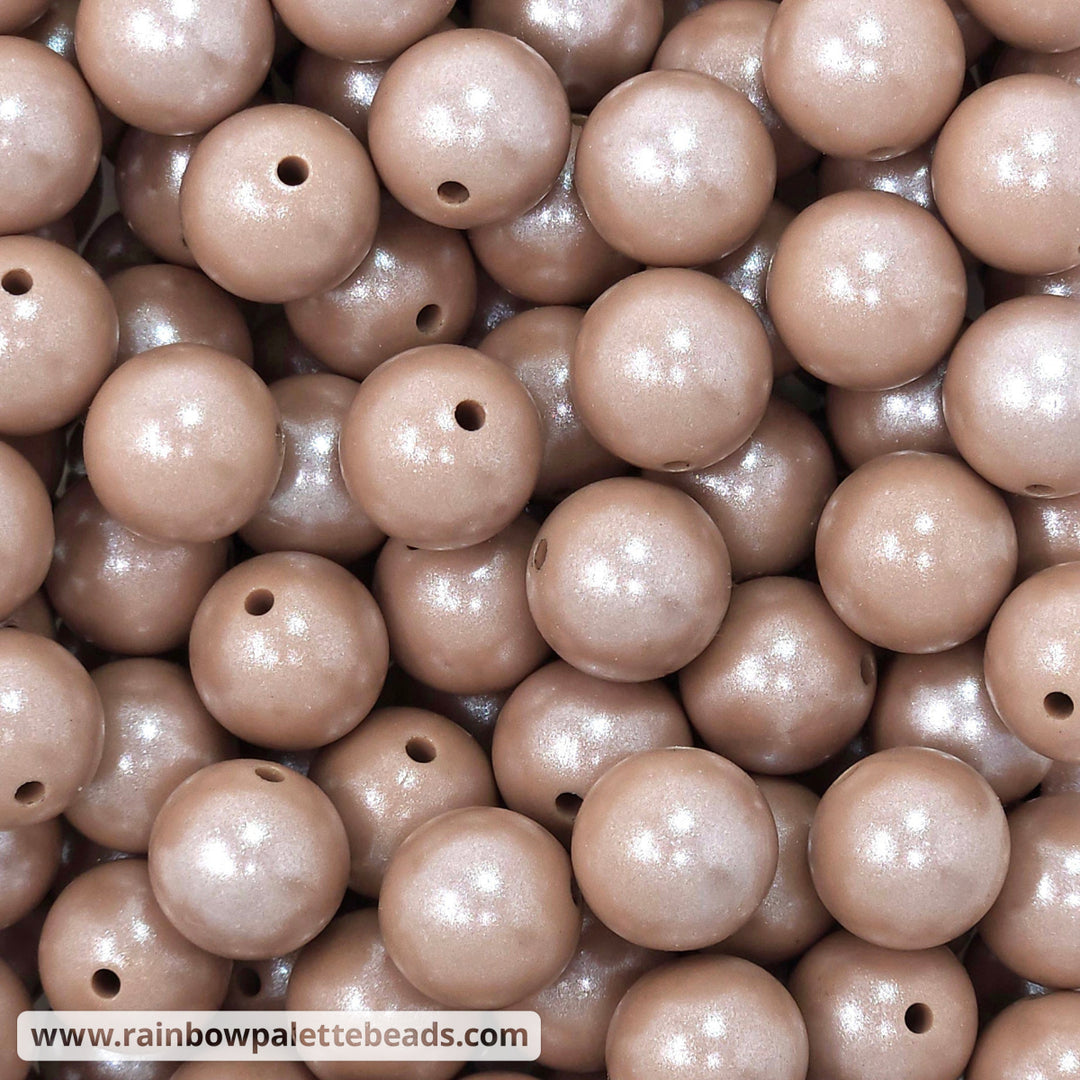 15mm Latte Shimmer Pearl Silicone Bead Beads