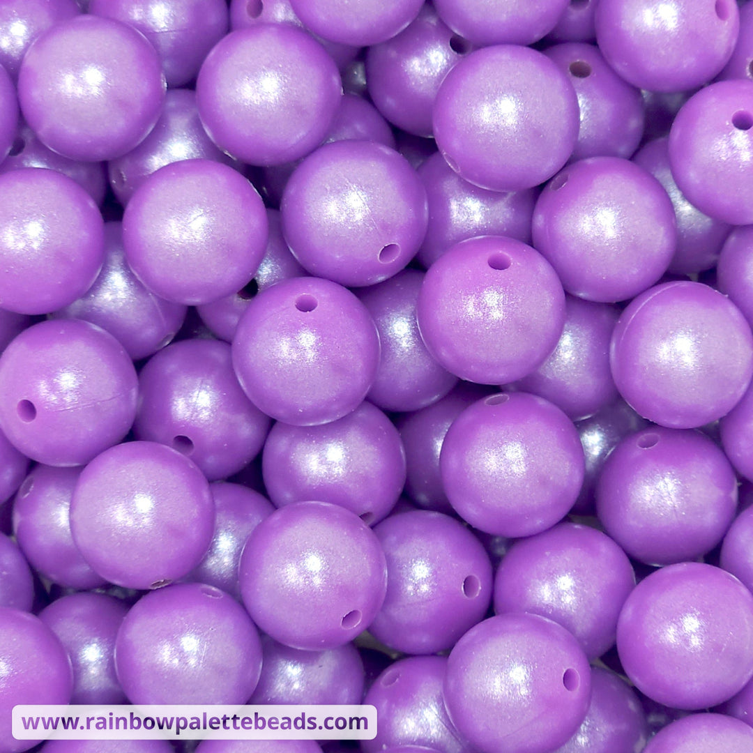 15mm Lavender Shimmer Pearl Silicone Bead Beads