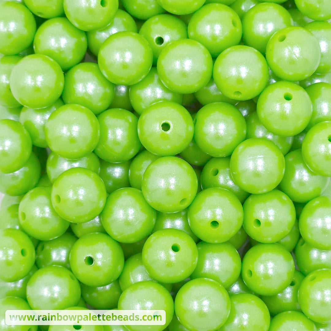 15mm Lime Shimmer Pearl Silicone Bead Beads