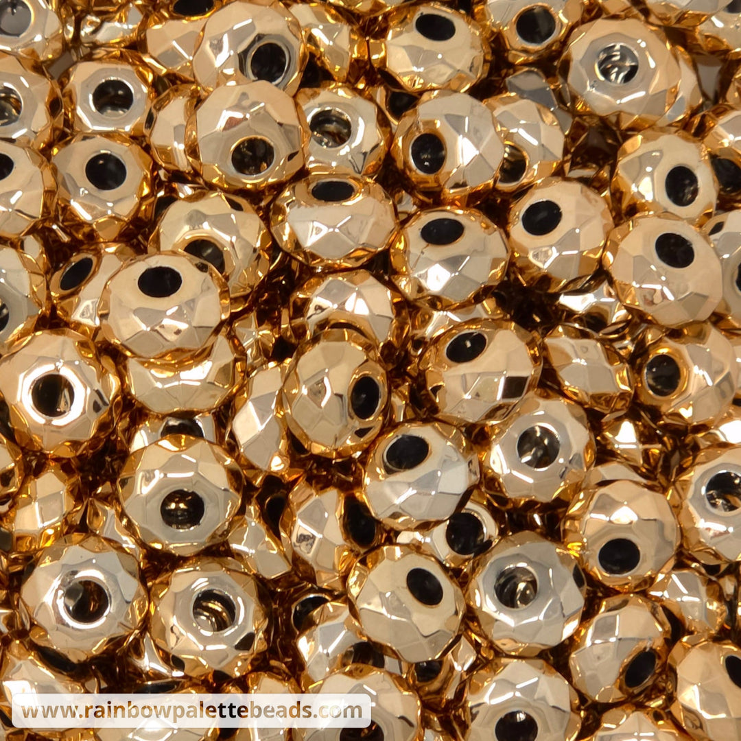 15mm Metallic Lightest Bronze Faceted Acrylic Abacus Spacer Beads (10 beads)