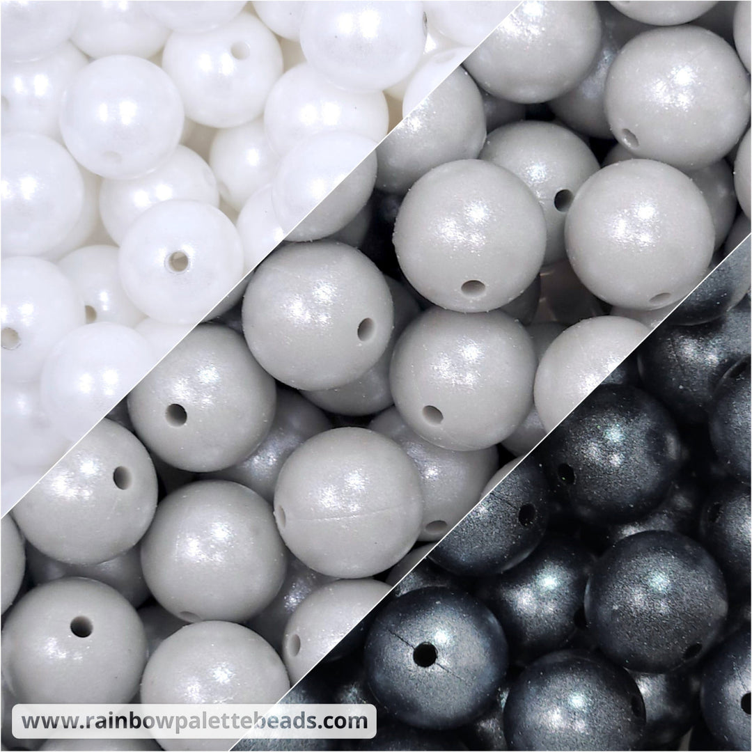 15mm Neutrals Shimmer Pearl Silicone Bead Mix (30 beads) Beads