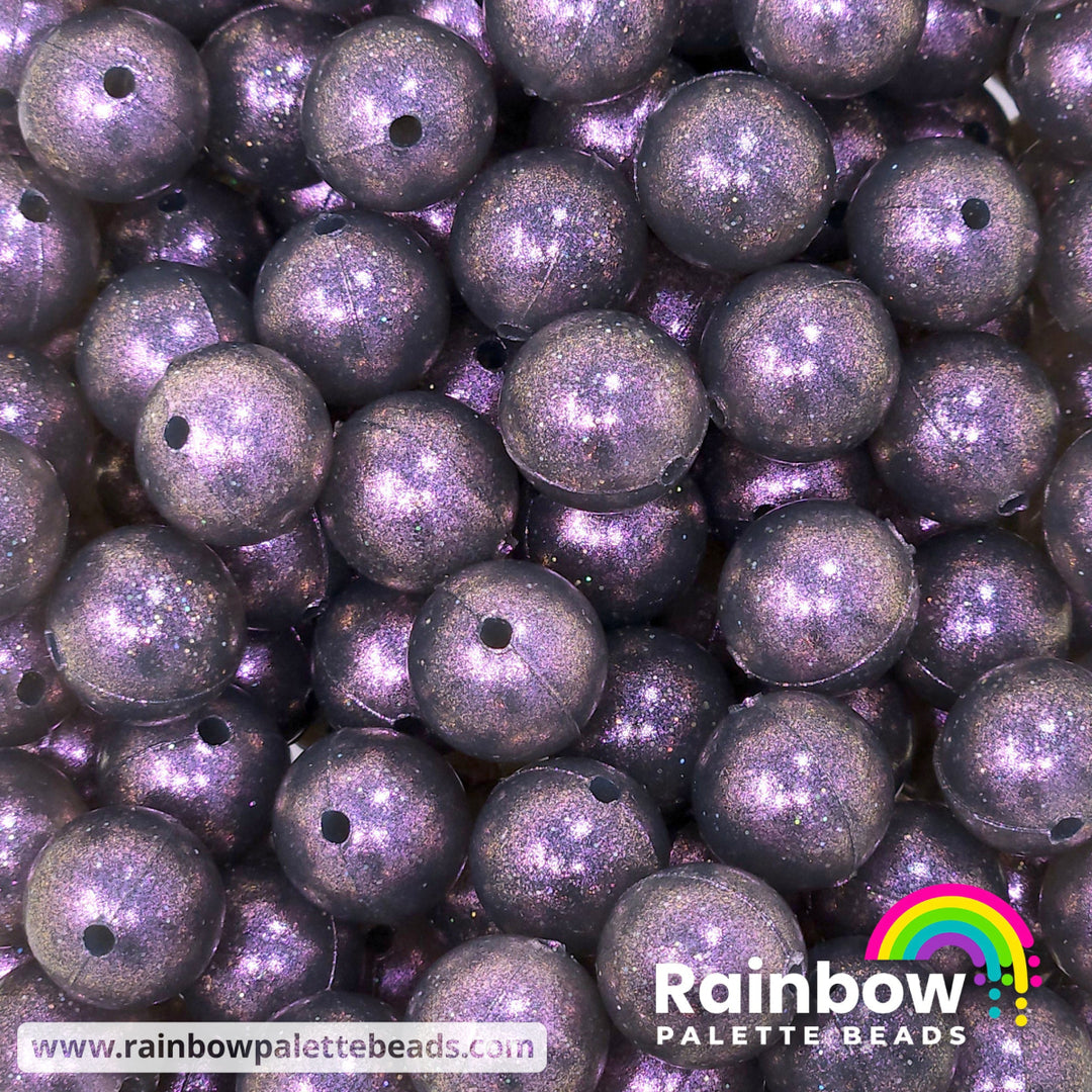 15mm Opal Black Iridescent Glitter Jelly Silicone Bead Beads