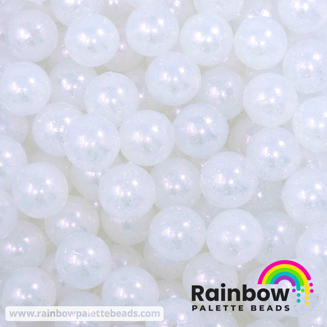 15mm Opal Clear Iridescent Glitter Jelly Silicone Bead Beads