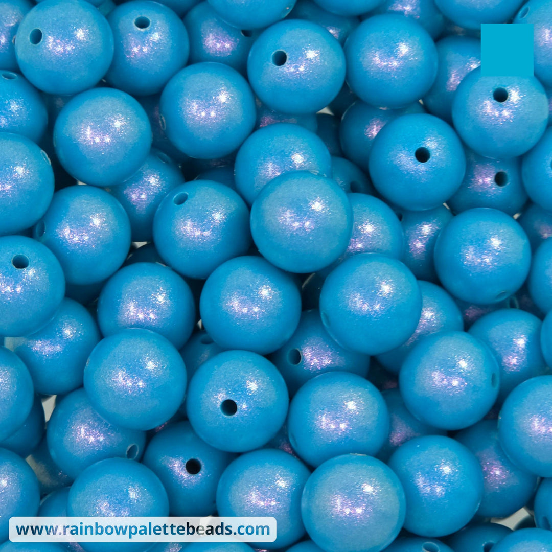 15mm Premium Riviera Cyan Blue Opal Silicone Bead - Beads