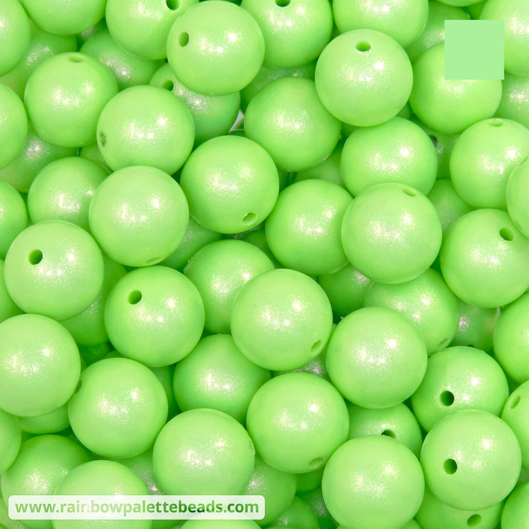 15mm Premium Key Lime Green Opal Silicone Bead - Beads