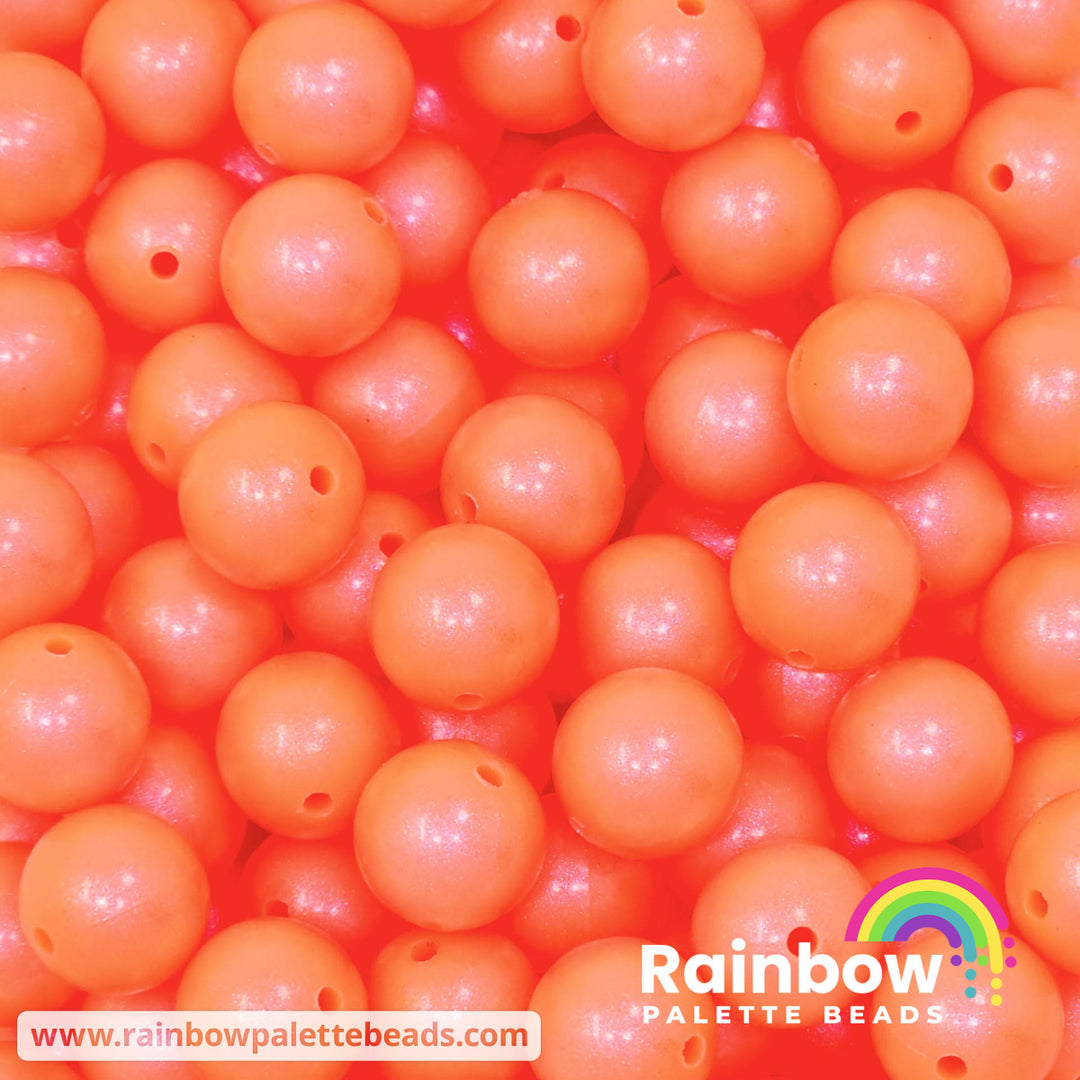 15mm Premium Neon Orange Opal Silicone Bead Beads