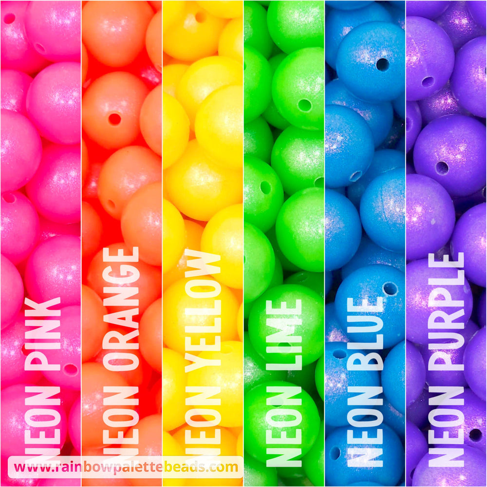 15mm Premium NEON Rainbow Opal Silicone Bead Mix (30 beads) Beads