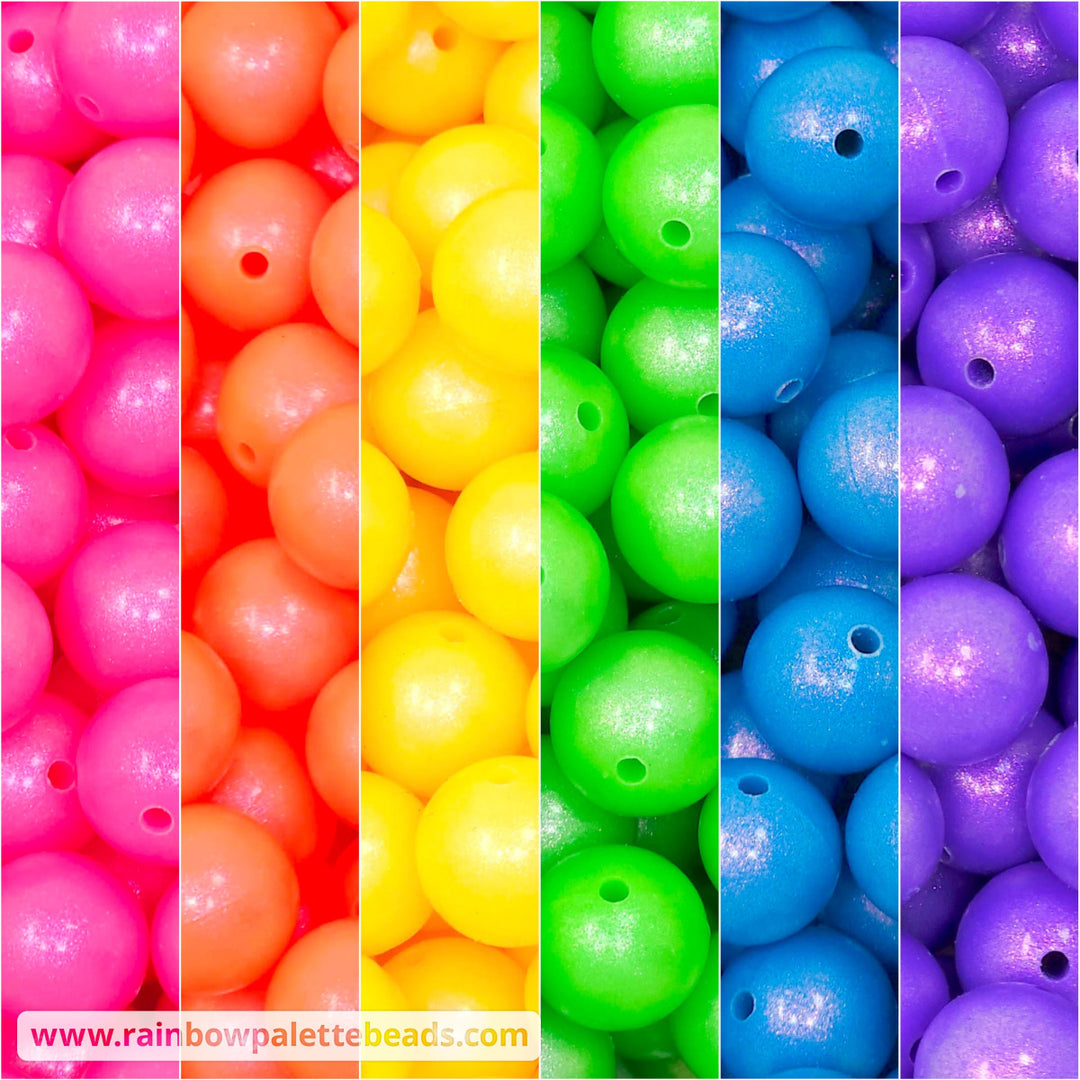 15mm Premium NEON Rainbow Opal Silicone Bead Mix (30 beads) Beads