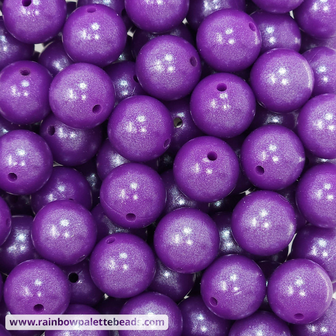 15mm Royal Purple Shimmer Pearl Silicone Bead Beads