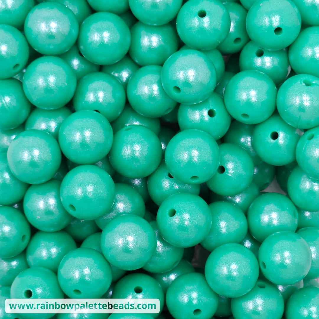 15mm Seagreen Shimmer Pearl Silicone Bead Beads