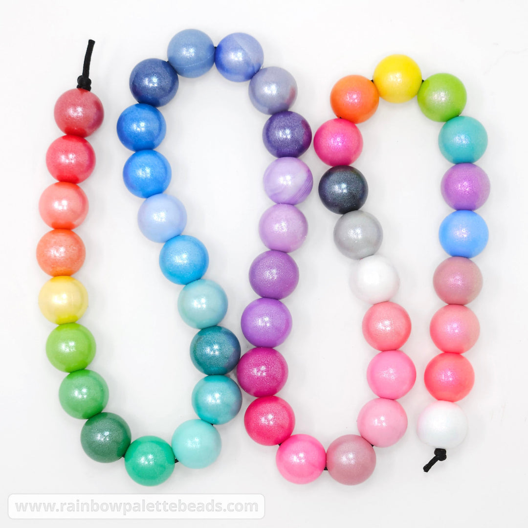15mm Shimmer Pearl and Opal Silicone Bead Sample String (69 beads) Beads