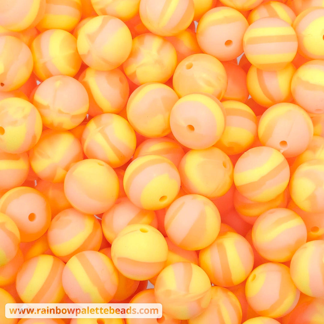 15mm Sunshine Marble Silicone Round Bead Beads