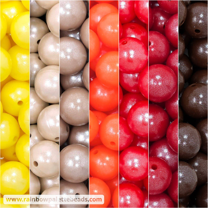 15mm Thanksgiving Shimmer Pearl Silicone Bead Mix (35 beads) - Beads
