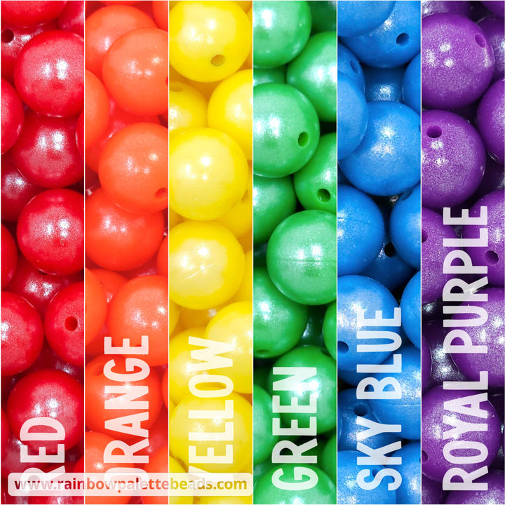 15mm Traditional Rainbow Shimmer Pearl Silicone Bead Mix (30 beads) Beads