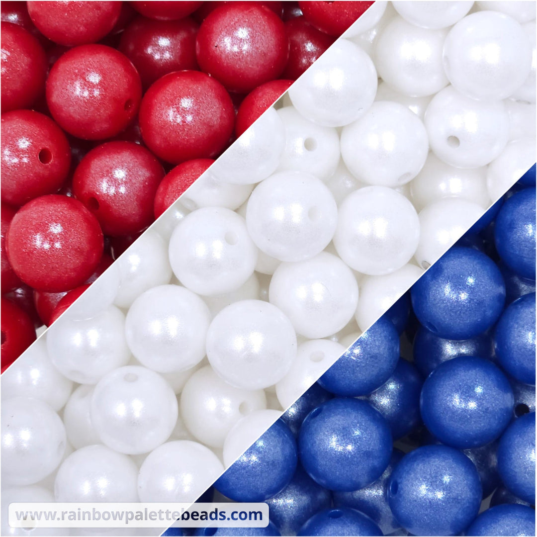 15mm USA Shimmer Pearl Silicone Bead Mix (30 beads) - Beads