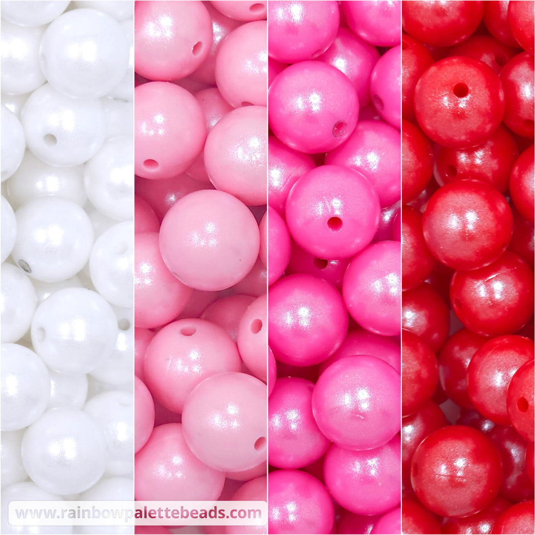 15mm Valentine’s Day Shimmer Pearl Silicone Bead Mix (40 beads) Beads