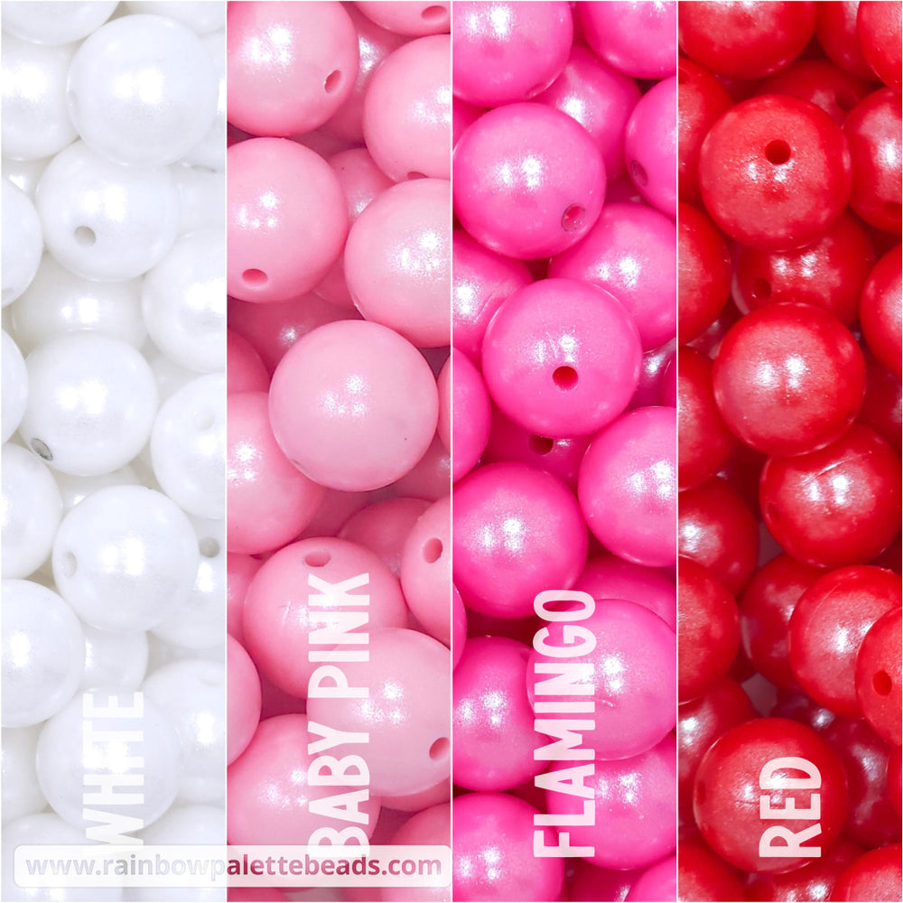 15mm Valentine’s Day Shimmer Pearl Silicone Bead Mix (40 beads) Beads