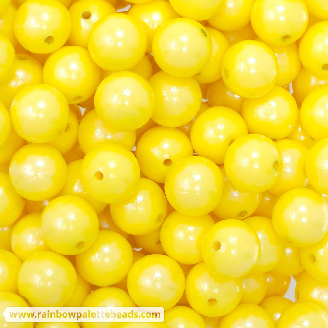 15mm Yellow Shimmer Pearl Silicone Bead Beads