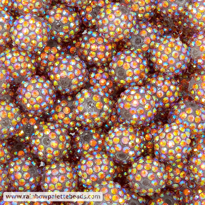 16mm AB Amber Orange Clear Acrylic Rhinestone Beads Beads