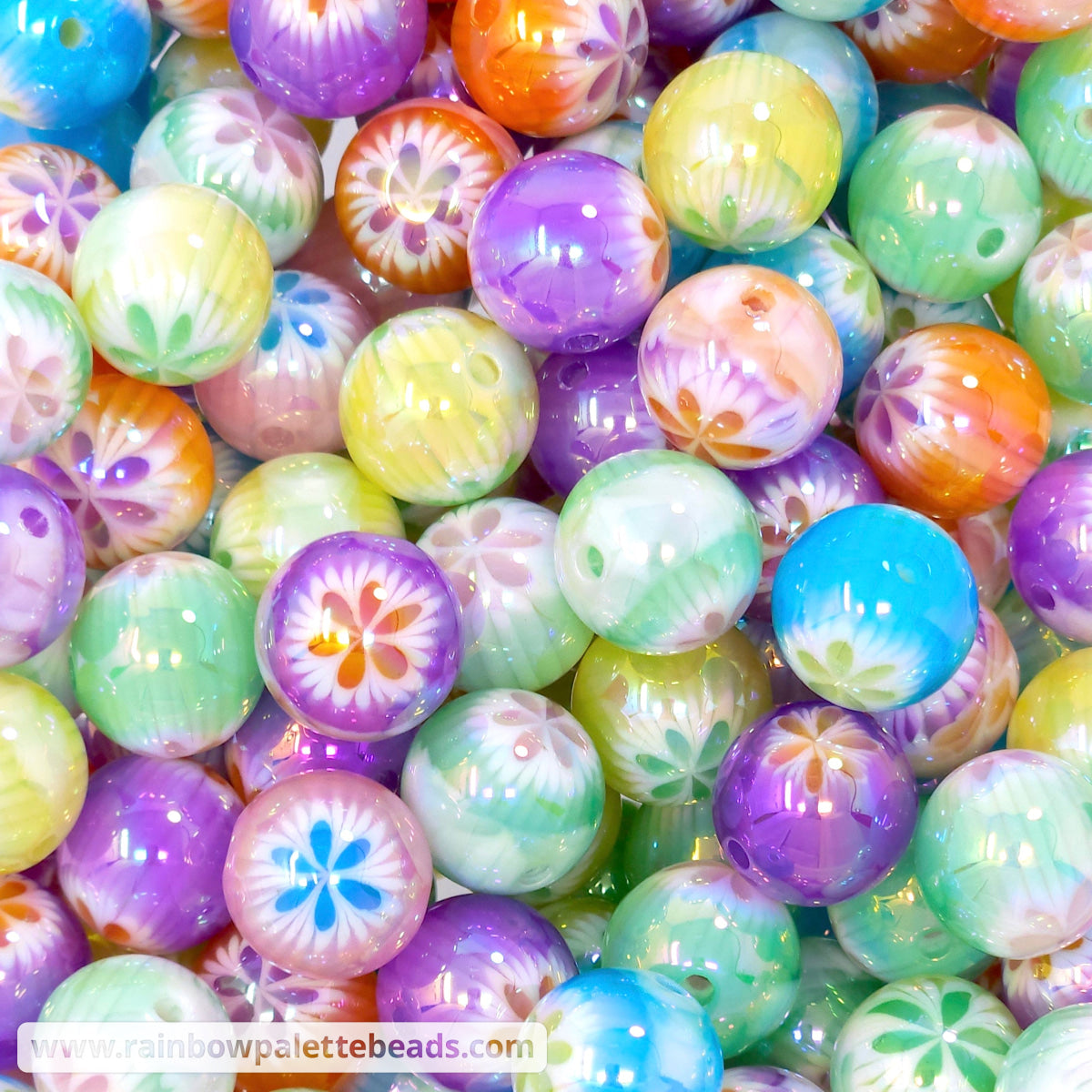 16mm AB Assorted Color Blooming Flower Resin Bead Mix (10 beads ...