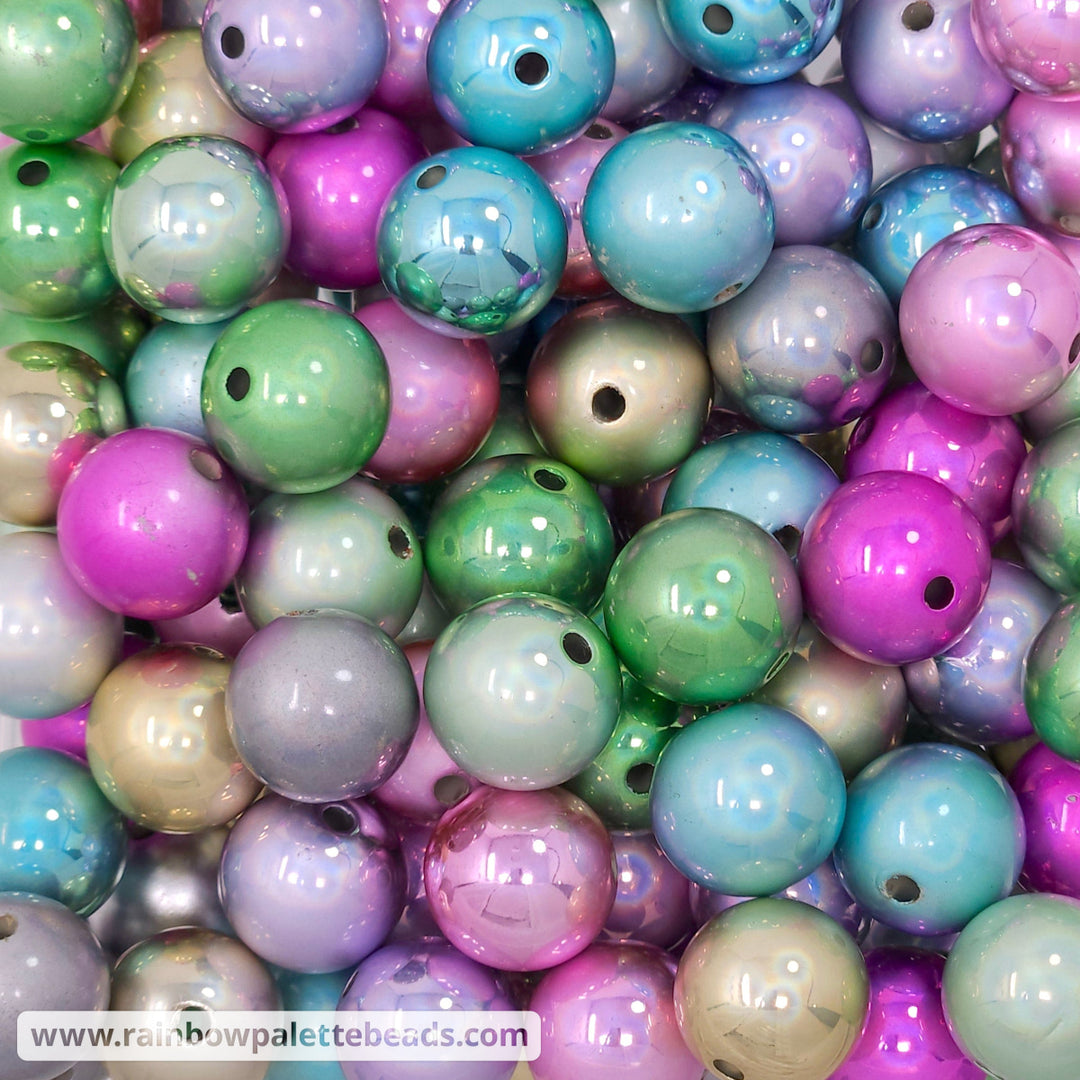 16mm AB Assorted Color Illusion Acrylic Bead Mix (10 beads) Beads