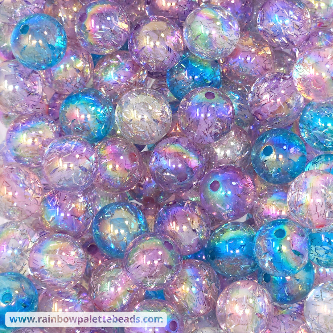 16mm AB Assorted Color Tinsel Party Glitter Acrylic Bead Mix (10 beads) Beads
