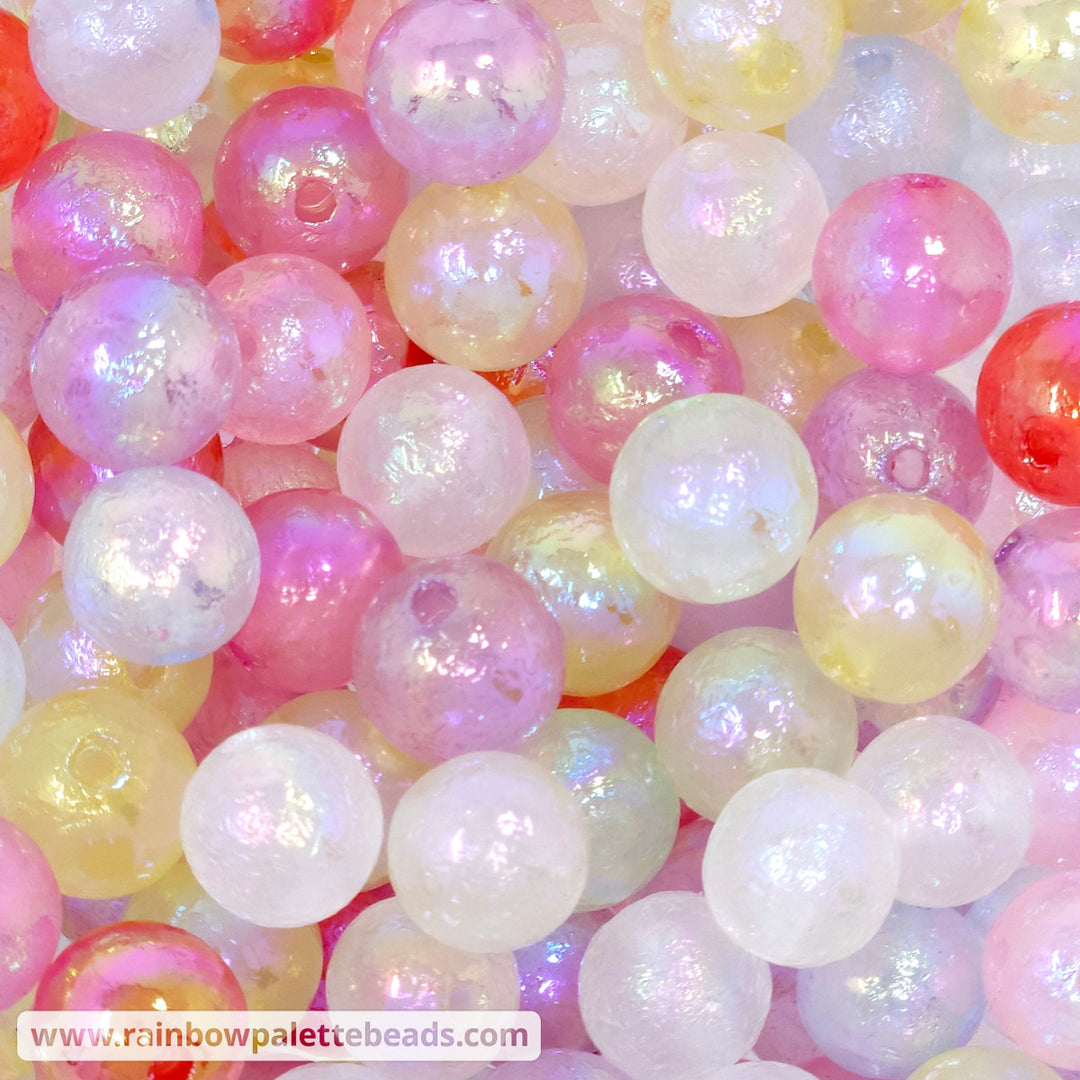 16mm Assorted Transparent Color AB Crinkle Acrylic Beads (10 beads) Beads