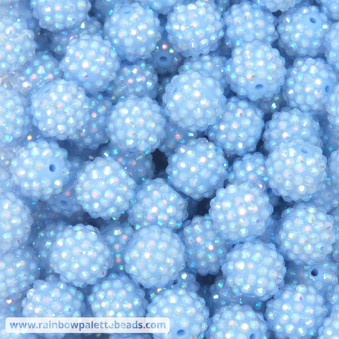16mm AB Baby Blue Rhinestone Beads - Beads