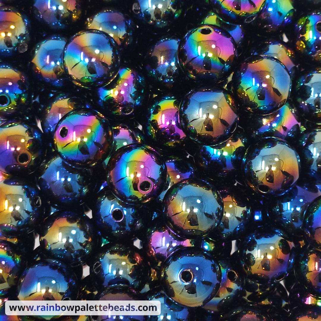 16mm AB Black Aurora Glitter Shimmer Acrylic Beads Beads