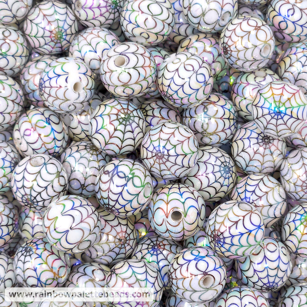 16mm AB Black Spider Web Print Acrylic Beads Beads