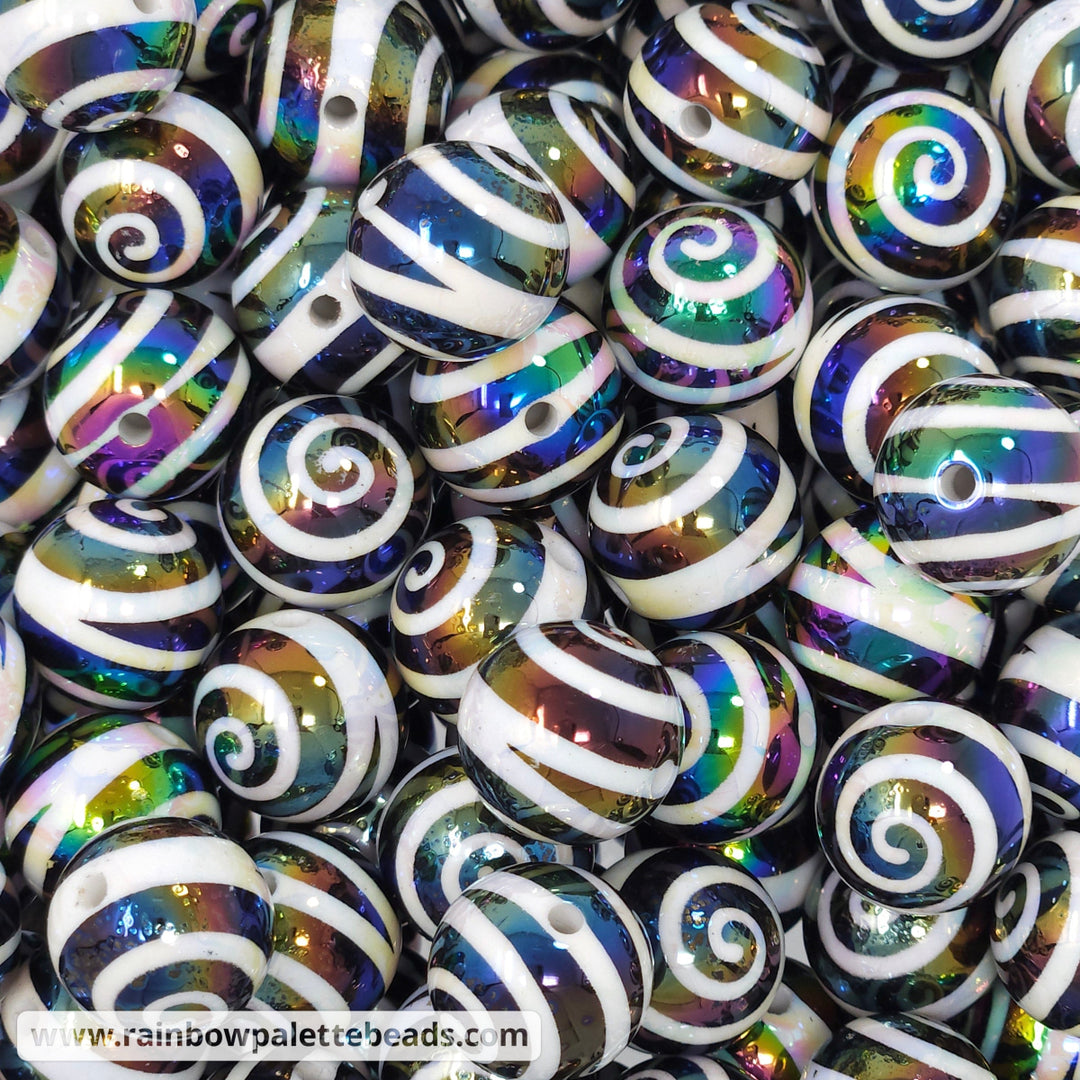 16mm AB Black Spiral Acrylic Beads Beads