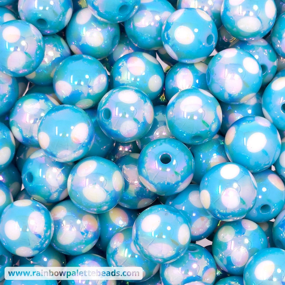 16mm AB Blue Polka Dot Acrylic Beads Beads