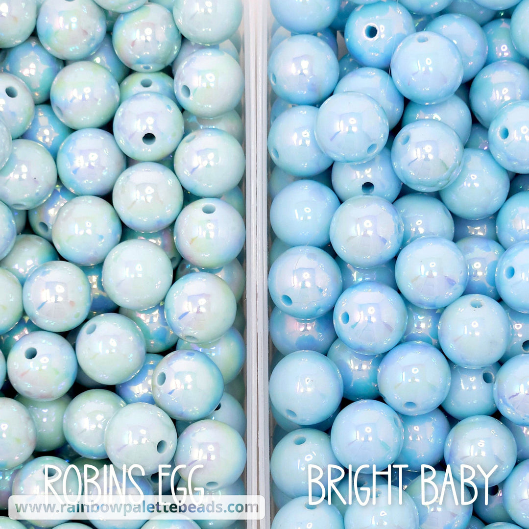 16mm AB Bright Baby Blue Solid Acrylic Beads Beads