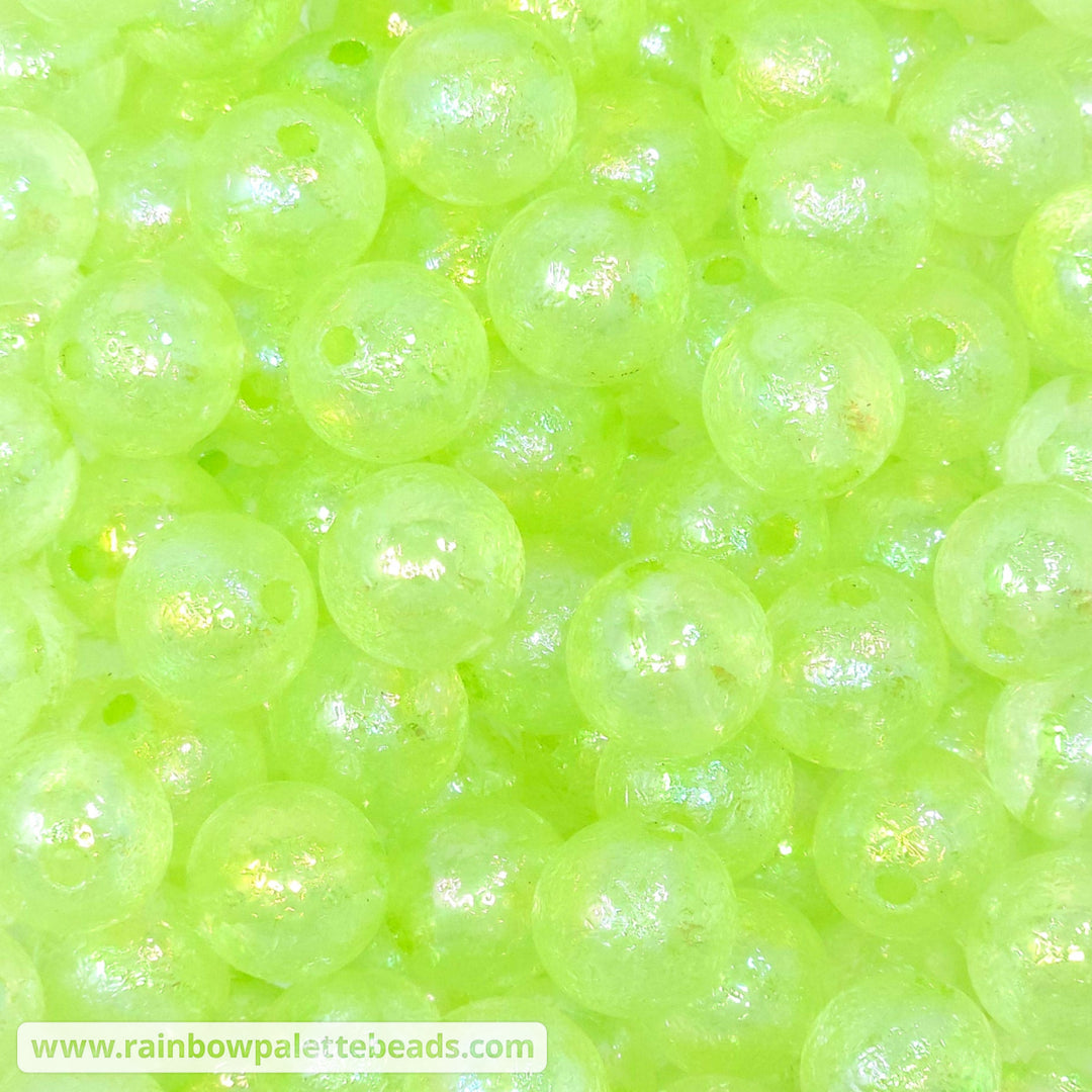 16mm AB Bright Lime Green Glacier Acrylic Beads Beads