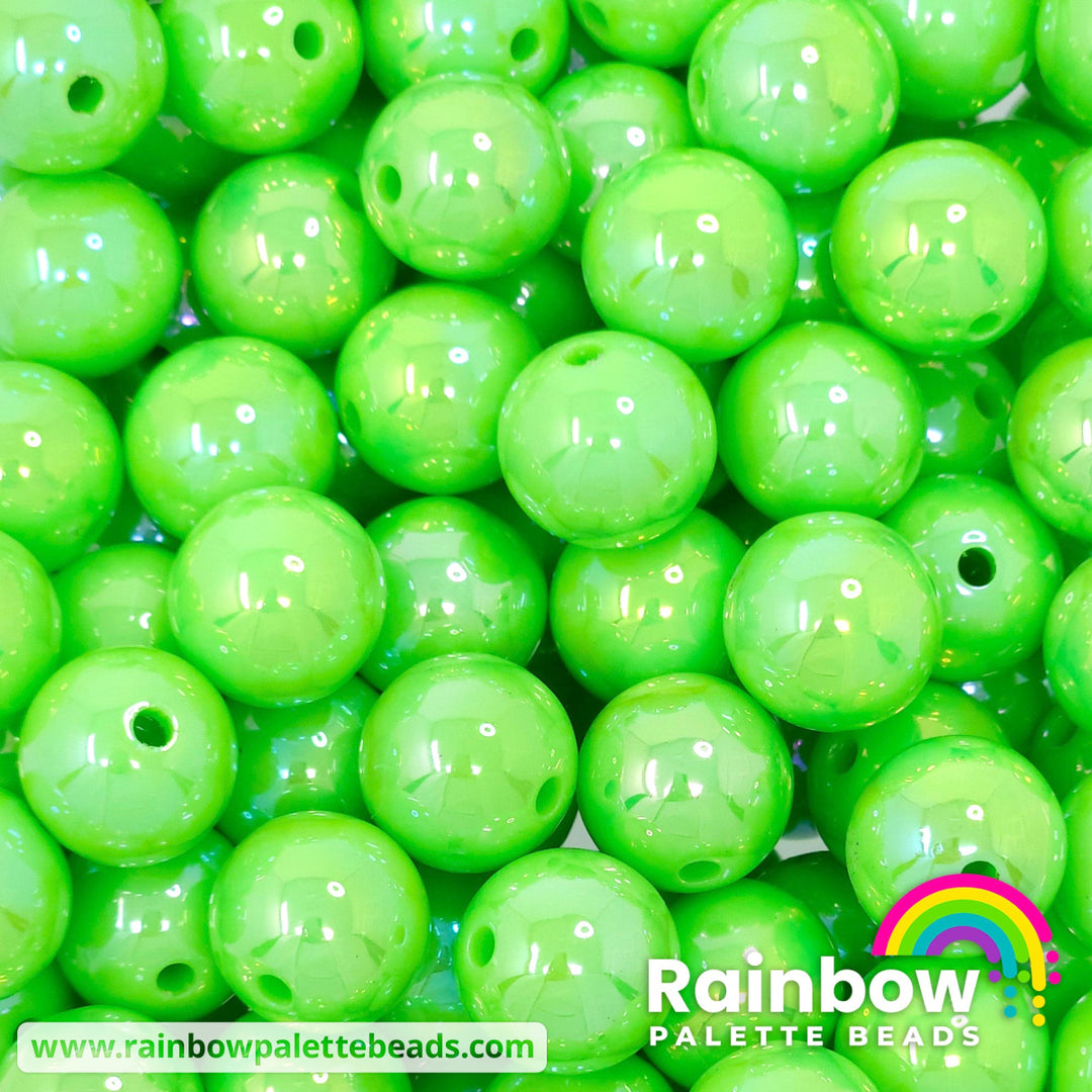 16mm AB Bright Lime Solid Acrylic Beads Beads