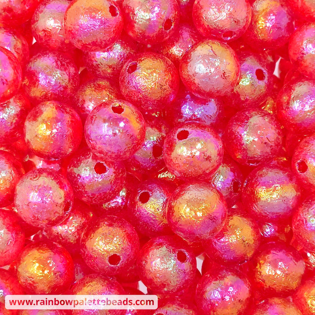 16mm AB Bright Red Glacier Acrylic Beads Beads