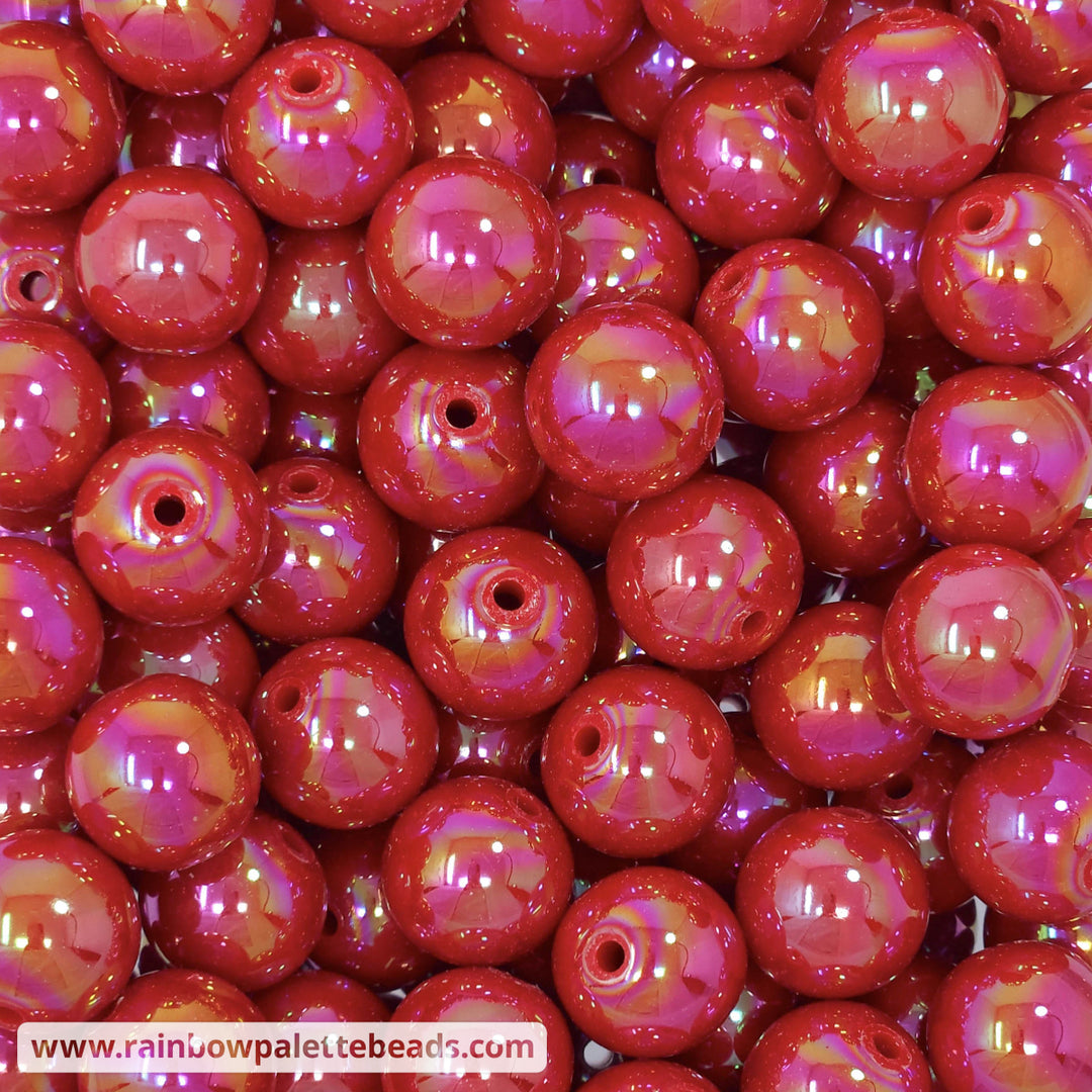 16mm AB Brighter Red Solid Acrylic Beads Beads