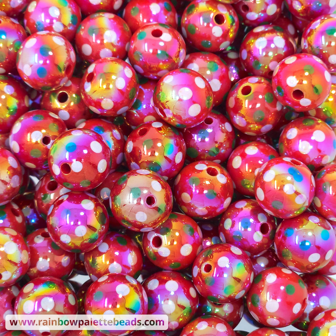 16mm AB Christmas Dots Acrylic Beads Beads